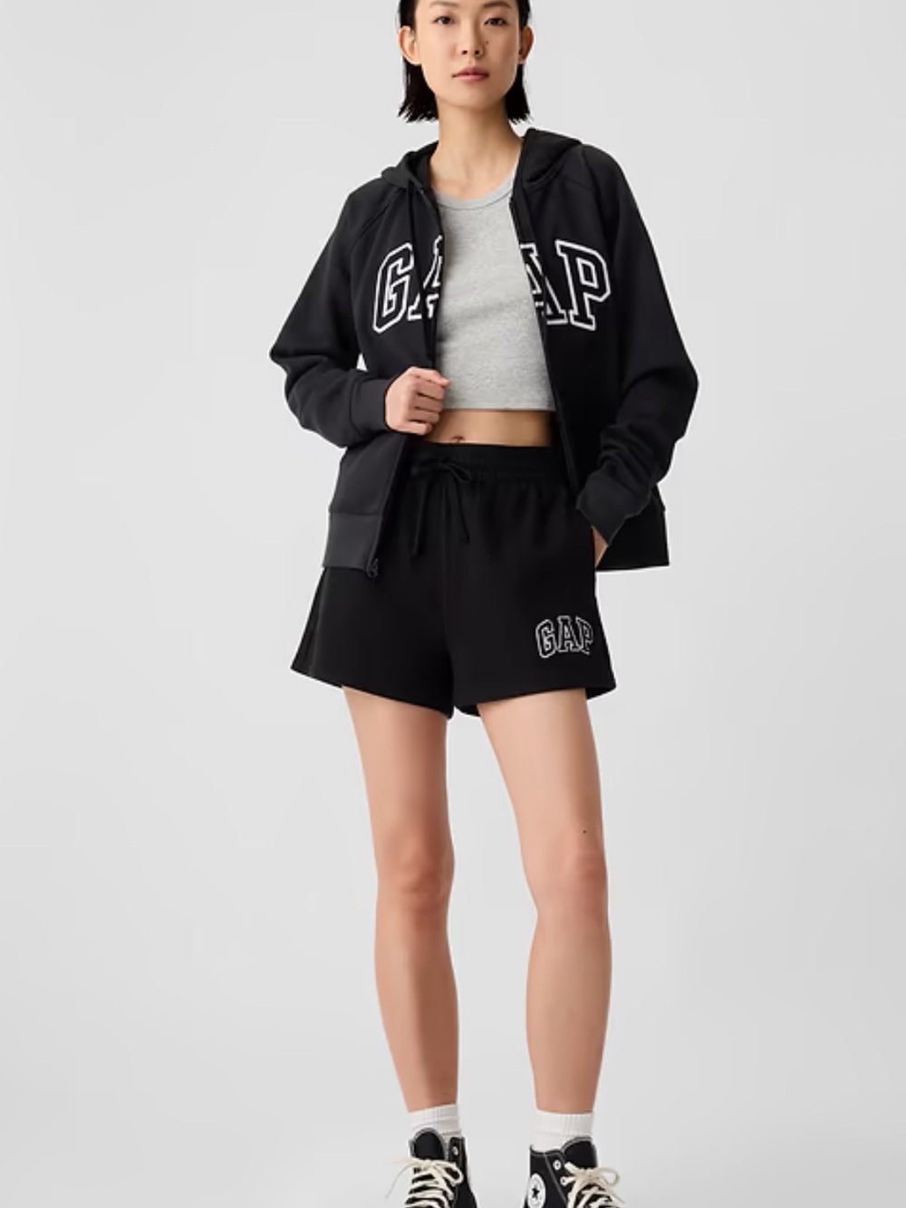 GAP Black Logo Drawstring Athletic Shorts